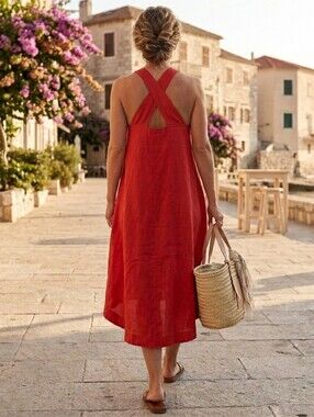 lisa open back linen dress Banana Republic Lisa Open-Back Linen Dress at MarketFair Shoppes in Princeton, NJ